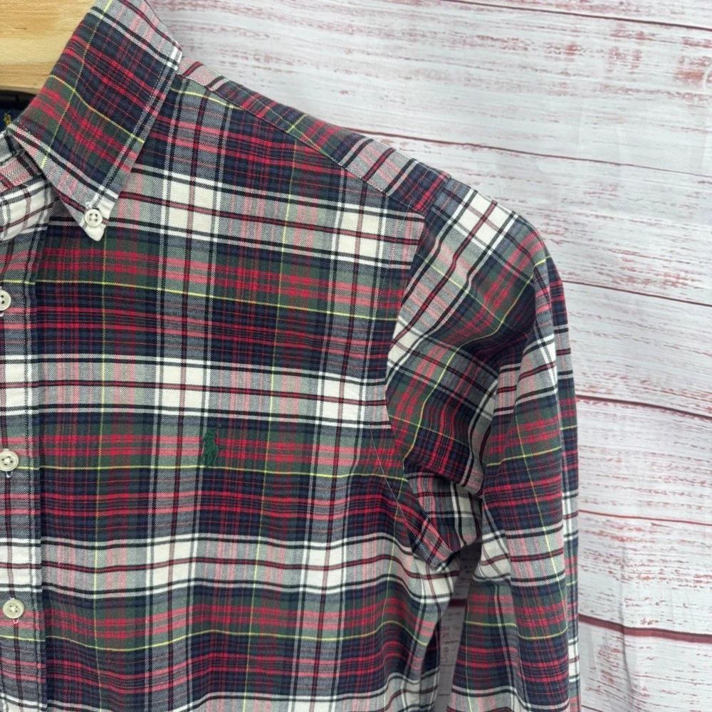 Polo Ralph Lauren Shirt Mens Medium Classic Fit Plaid Button Down Casual Preppy‎